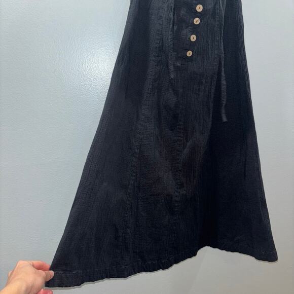 Free People Black Midi Dress Size Small | Button Back Tie Straps - Picture 11 of 15